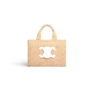 CELINE SMALL CABAS THAIS IN RAFFIA AND CALFSKIN 116302FF7.01BC (27*19*13cm)